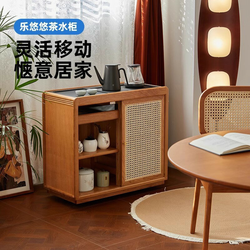 【臺灣公司貨 免運 可開票】茶几 邊桌 收納櫃 邊櫃 移動茶水櫃櫻桃實木茶邊櫃臺小型家用燒水壺一體邊幾