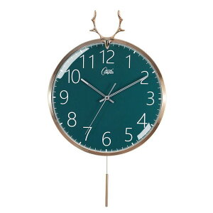 北歐掛鐘客廳家用創意鹿頭鐘表個性時尚搖擺時鐘表SZG1262S