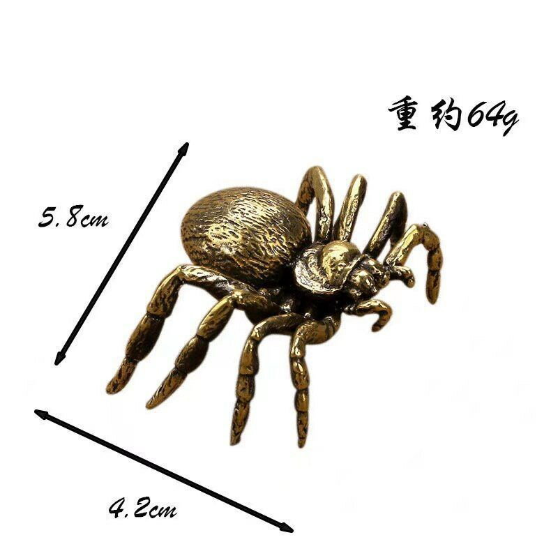 復古純銅蜘蛛另類個性手玩把件茶道茶寵擺件黃銅微雕工藝品小銅玩| 聚