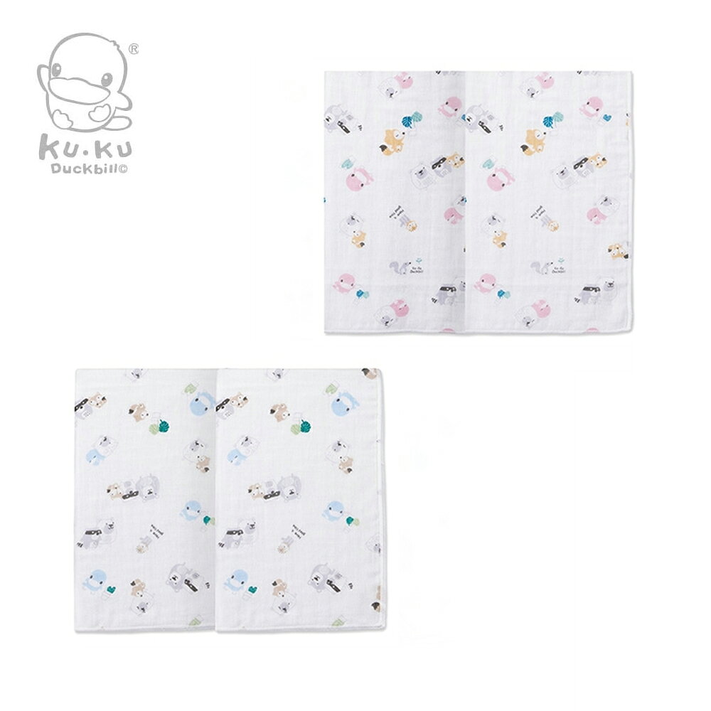 KU KU 酷咕鴨 小繽紛紗布澡巾2入-藍/粉【悅兒園婦幼生活館】