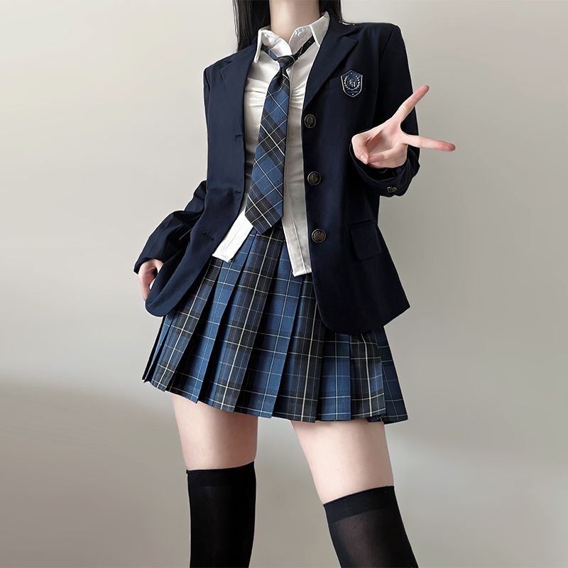 宇宙光環原創jk制服春季鉗色西裝外套學院套裝正版西服三件全套-創美