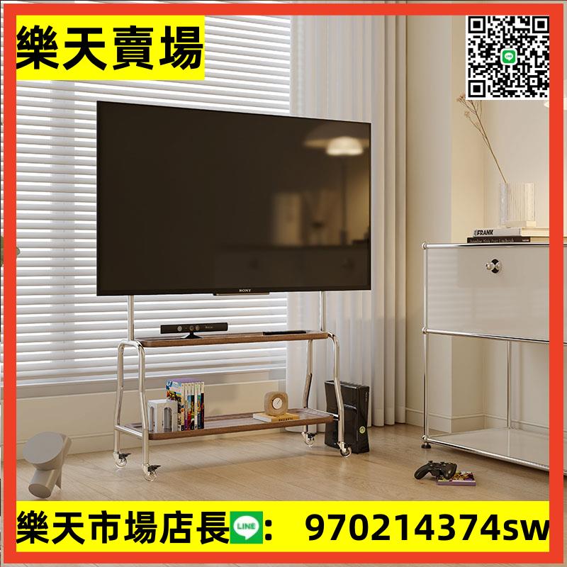 多功能不銹鋼可移動電視支架落地式小戶型家用臥室掛架帶輪通用
