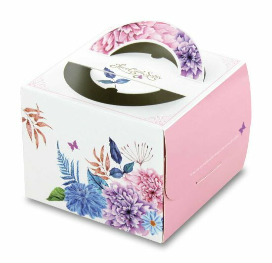 【基本量】手提蛋糕盒.愛在春天.粉紅色 8 號/200個