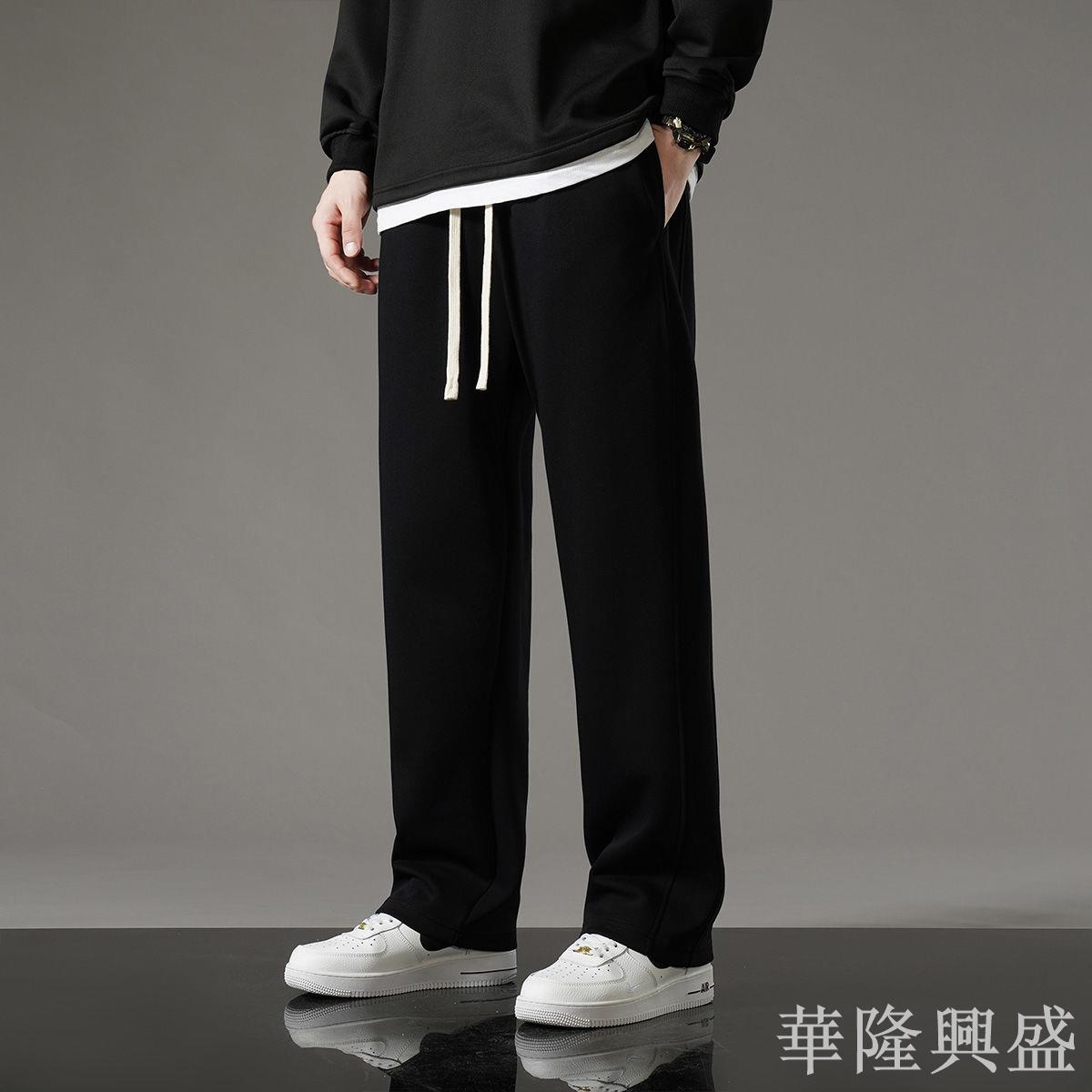 華隆 褲子男春夏季寬松男士運動褲束腳褲青少年針織休閑褲灰色薄款衛褲休闲长裤 男裤子 男长裤 保暖长裤