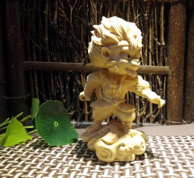 小葉黃楊木雕手把件 家居飾品雕刻工藝品猴子擺件齊天大圣孫悟空1入