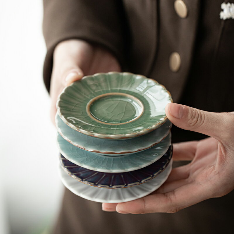 五大名窯茶杯墊杯托中式復古陶瓷功夫茶具零配茶道創意防燙隔熱墊