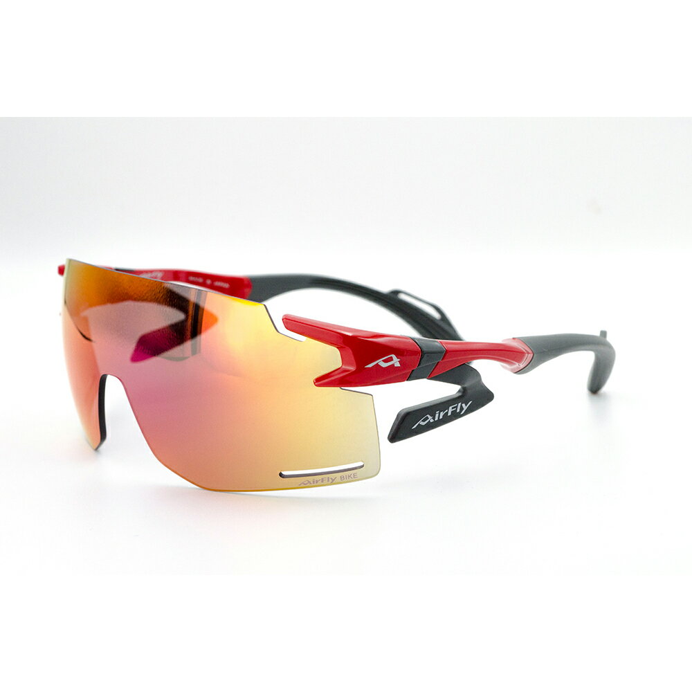 【AirFly】AF301BKP-C6BK 無鼻墊運動太陽眼鏡 偏光金水銀鏡片 經典紅/灰