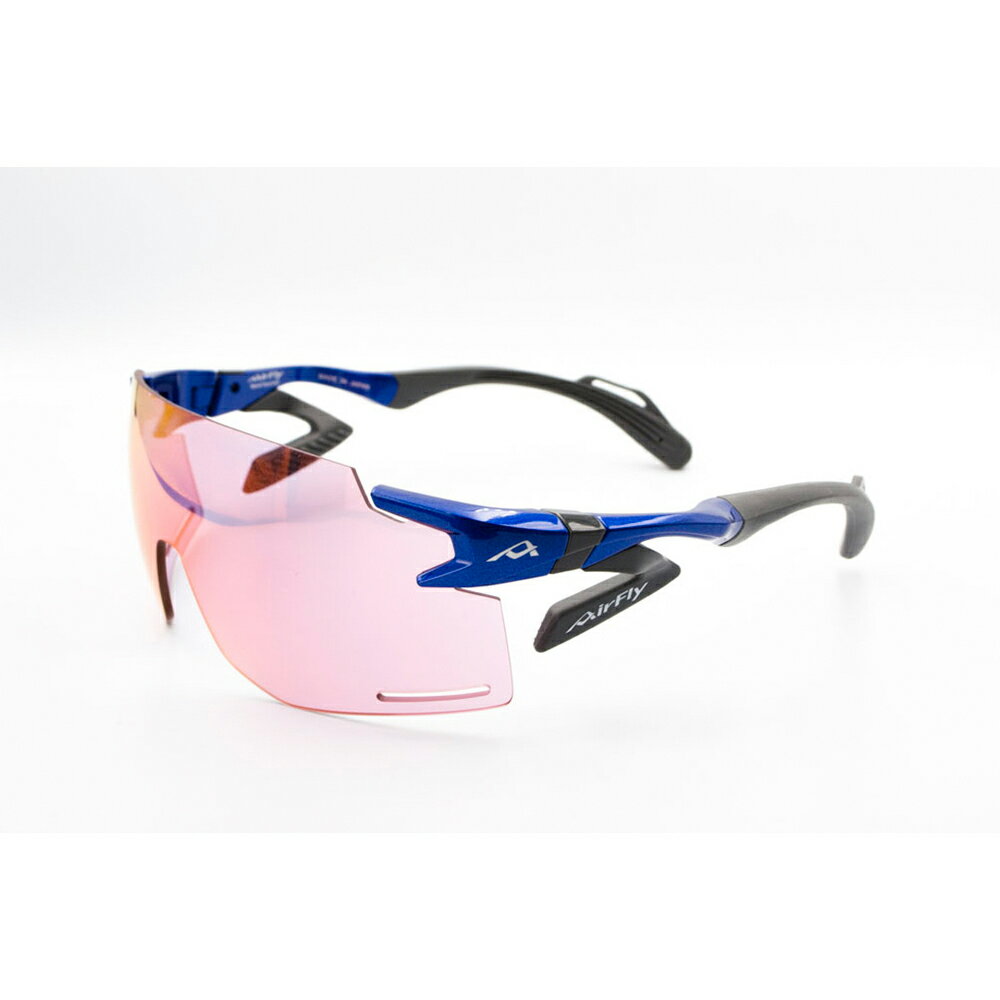 【AirFly】AF301TR-C5 無鼻墊運動太陽眼鏡  真・究極防霧 越野透粉色鏡面鏡片 經典藍/黑  甲斐大貴同款 3