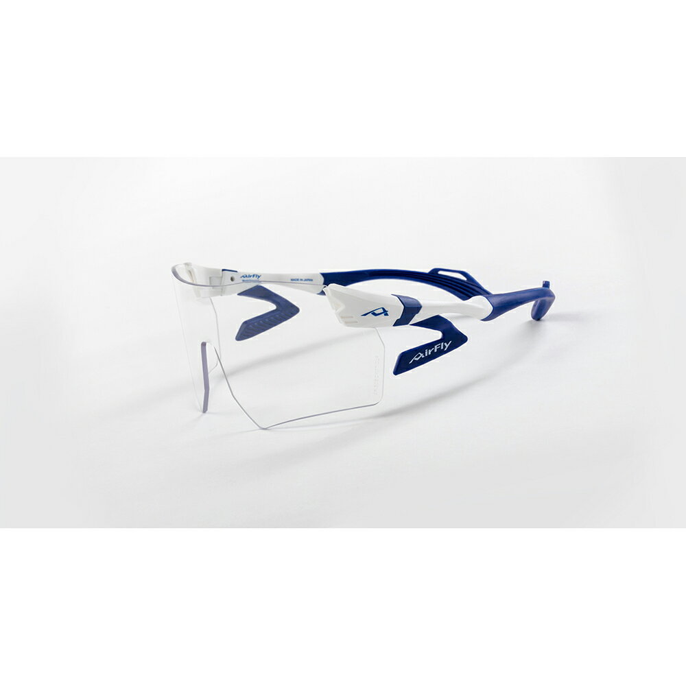【Airfly】AF305CYMT-C5-T 無鼻墊運動太陽眼鏡  灰黑感光變色鏡片 賽車白/藍