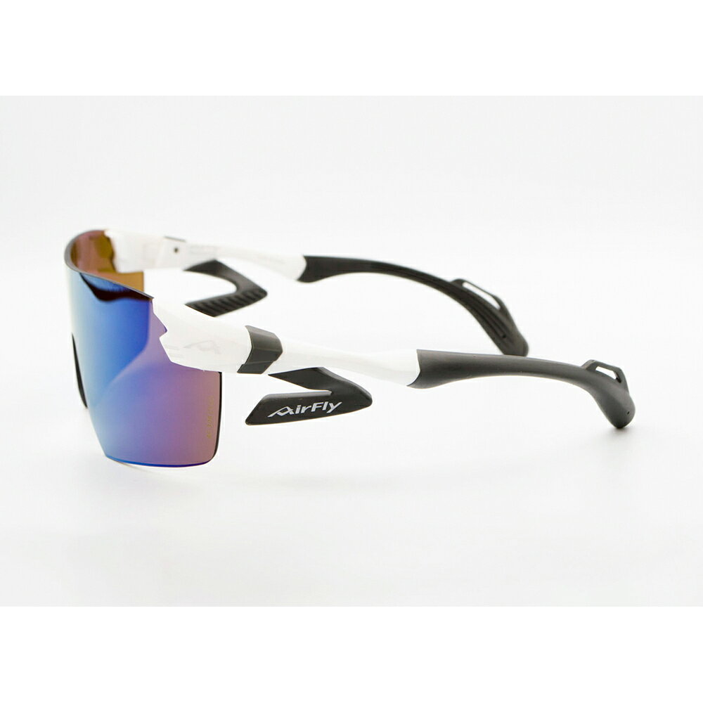 【Airfly】AF305CYSP-C2 無鼻墊運動太陽眼鏡  藍紫色水銀鍍膜  消光白/灰黑 2