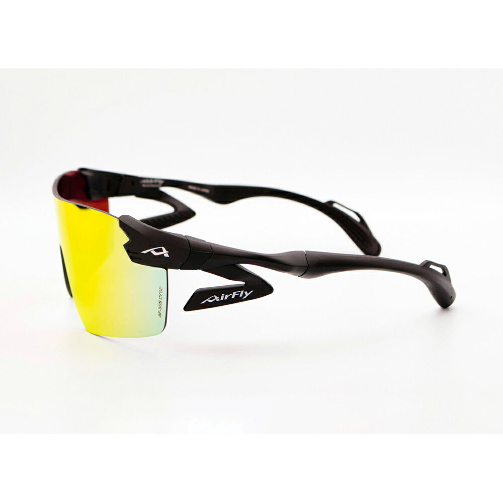 【Airfly】AF305CYSP-C3 無鼻墊運動太陽眼鏡  琥珀金水銀鍍膜  消光黑 2