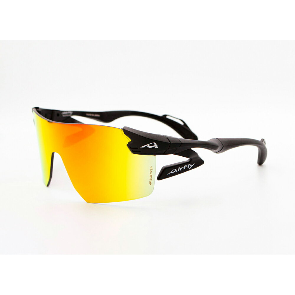 【Airfly】AF305CYSP-C3 無鼻墊運動太陽眼鏡  琥珀金水銀鍍膜  消光黑