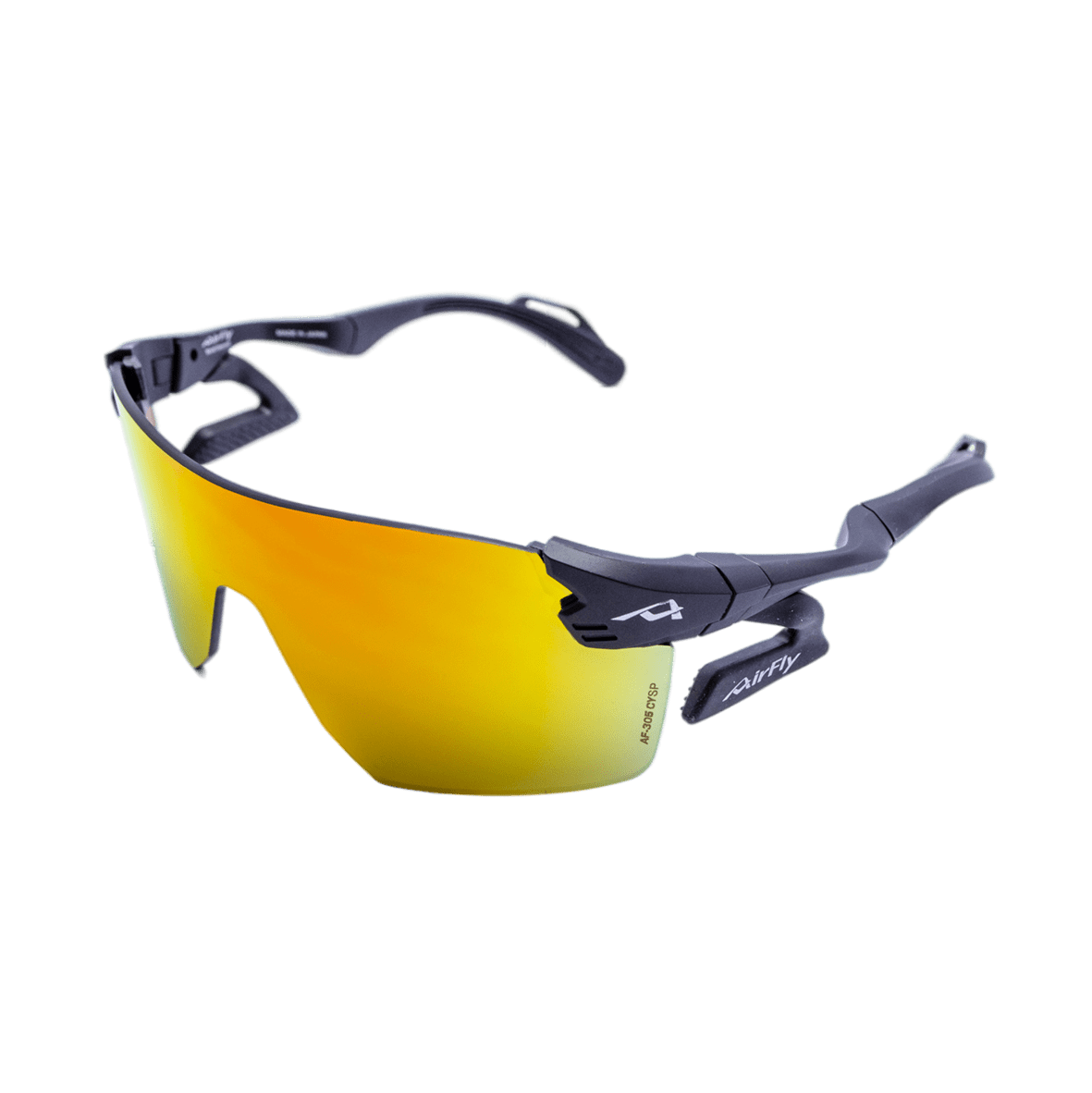 【Airfly】AF305CYSP-C3 無鼻墊運動太陽眼鏡  琥珀金水銀鍍膜  消光黑 1