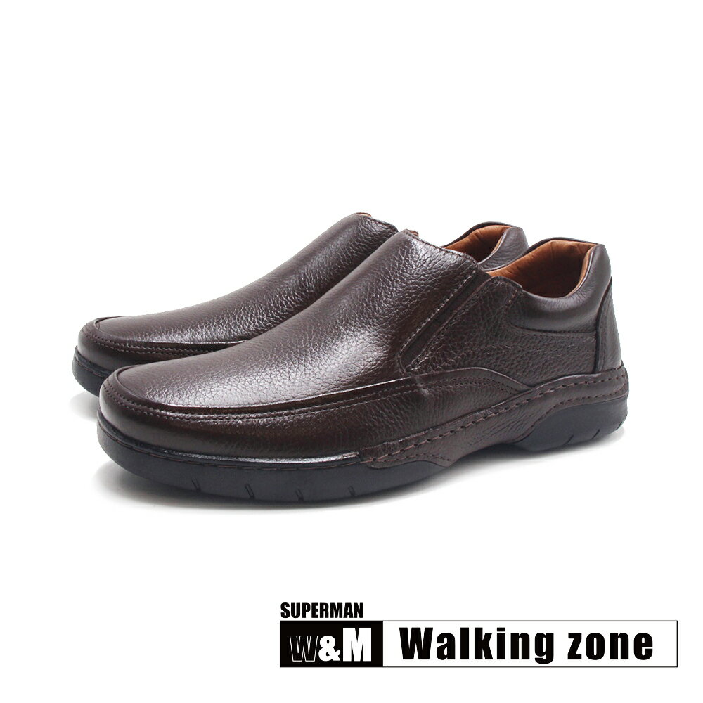 WALKING ZONE(男)SUPERMAN系列 直套懶人皮鞋 男鞋-深咖色
