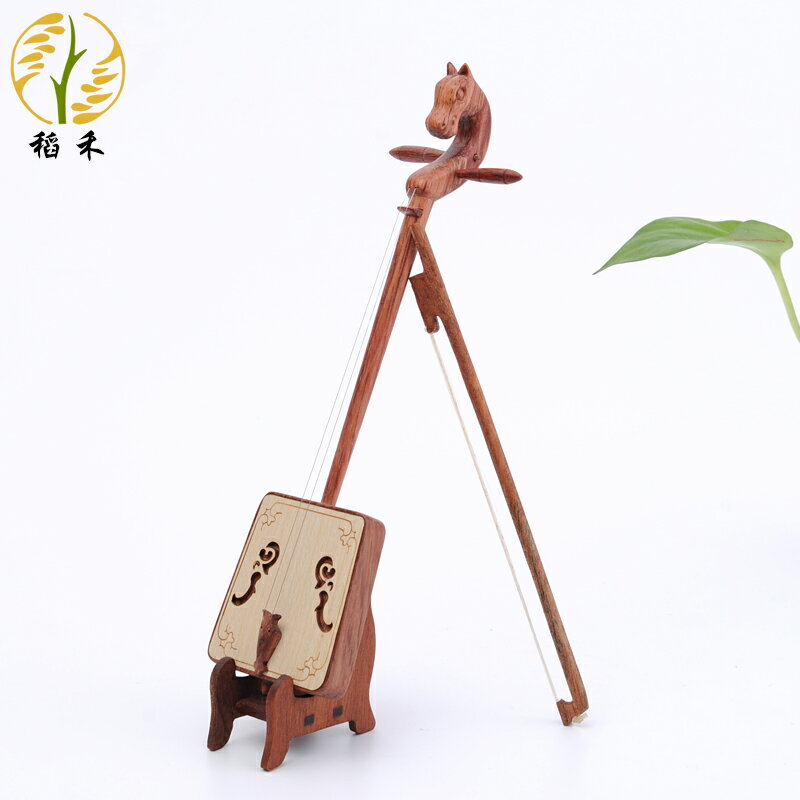 馬頭琴蒙古特色樂器模型木質工藝品中式古典博古架書架裝飾品擺件