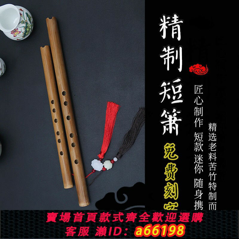 【臺灣公司 可開發票】洞簫初學零基礎入門高階短蕭笛迷你便攜苦竹古風民族6孔G調瀟樂器