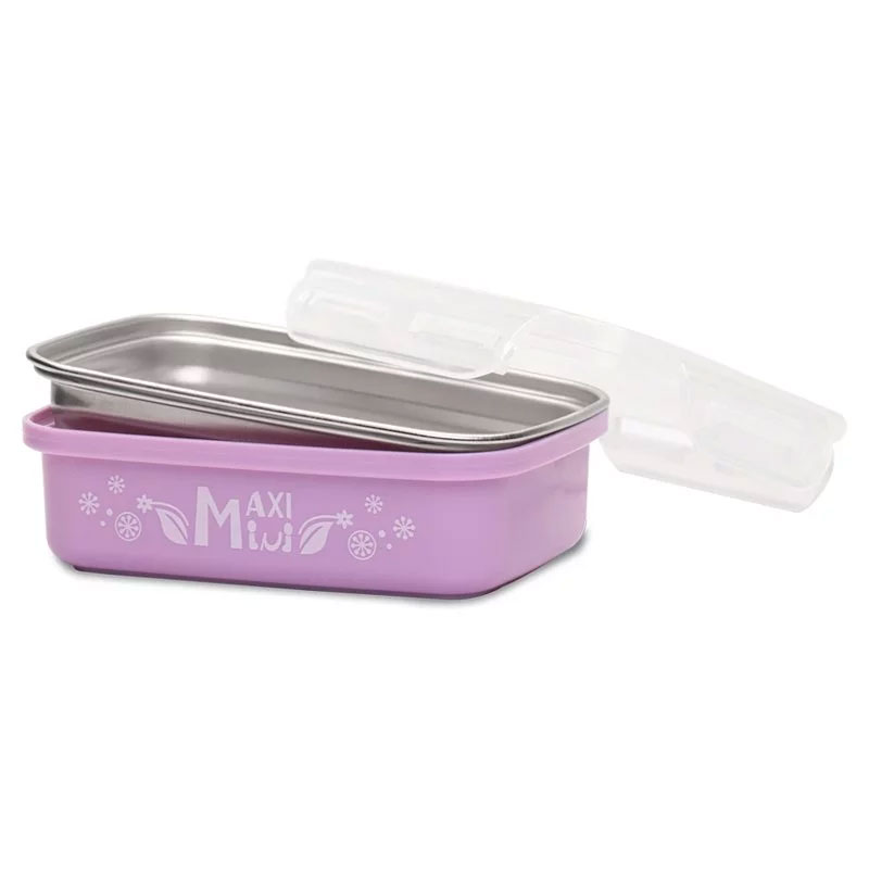 【MaxiMini】嬰幼兒抗菌不鏽鋼餐盒(馬卡龍紫)