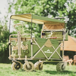 戶外露營車小推車營地野餐手推車桌板野營拖車可折疊親子車