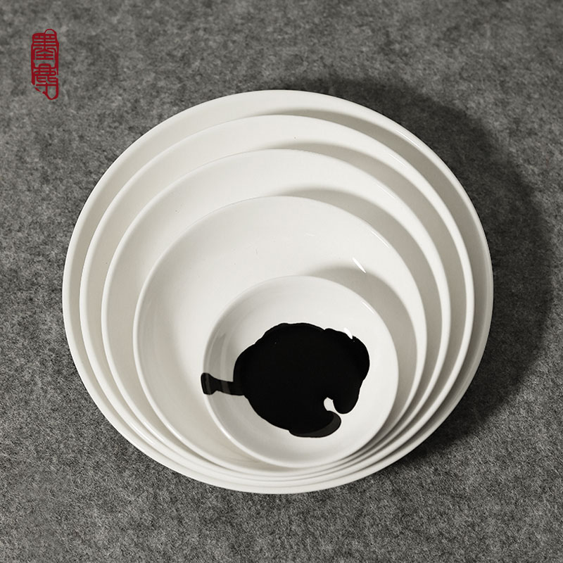 陶瓷墨碟國畫調色盤小碟子國畫瓷碟文房四寶盛墨墨水碟墨盤初學者國畫陶瓷調色盤墨蝶書法國畫白瓷碟清倉4寸