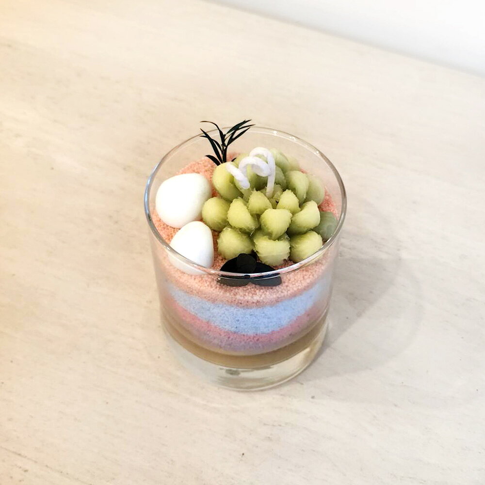 愛蜜麗香氛工作室x覓品竹北手作店-多肉植物香氛蠟燭-淺綠色系-藍龍舌蘭與可可香氣 2