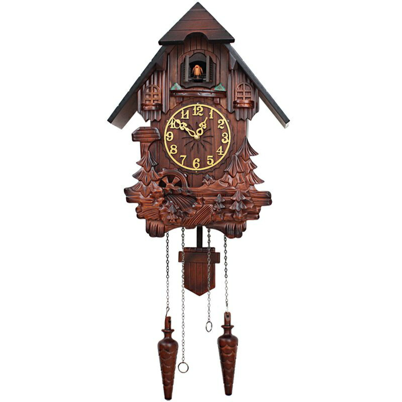 歐式實木雕刻布穀鳥掛鐘房客廳音樂整點報時鐘搖擺創意咕咕鐘時鐘