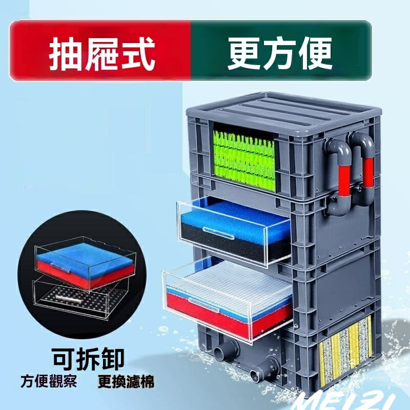 魚缸過濾盒 魚池過濾箱 魚缸上部過濾器 水族箱過濾器 魚缸過濾器幹濕分離週轉箱魚池過濾箱戶外沼澤凈水循環係統滴流盒