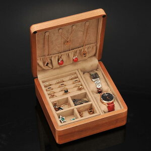 手錶收納盒 儷麗桃花芯實木雙層首飾盒飾品盒手表盒【林之舍】