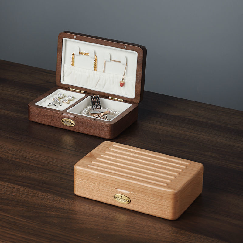 收納盒 飾品盒 實木行李箱首飾盒 小精致結婚高檔復古便攜戒指飾品耳飾珠寶收納盒