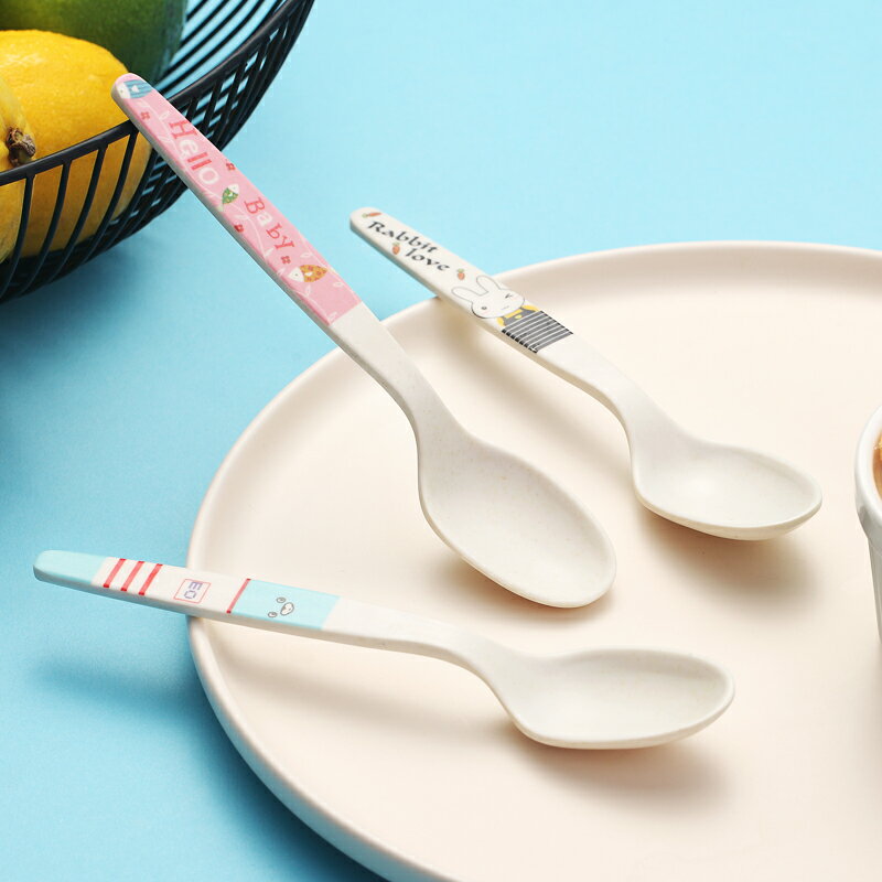 竹纖維勺子創意家用吃飯小勺子便攜可愛學生兒童勺子餐勺湯匙套裝