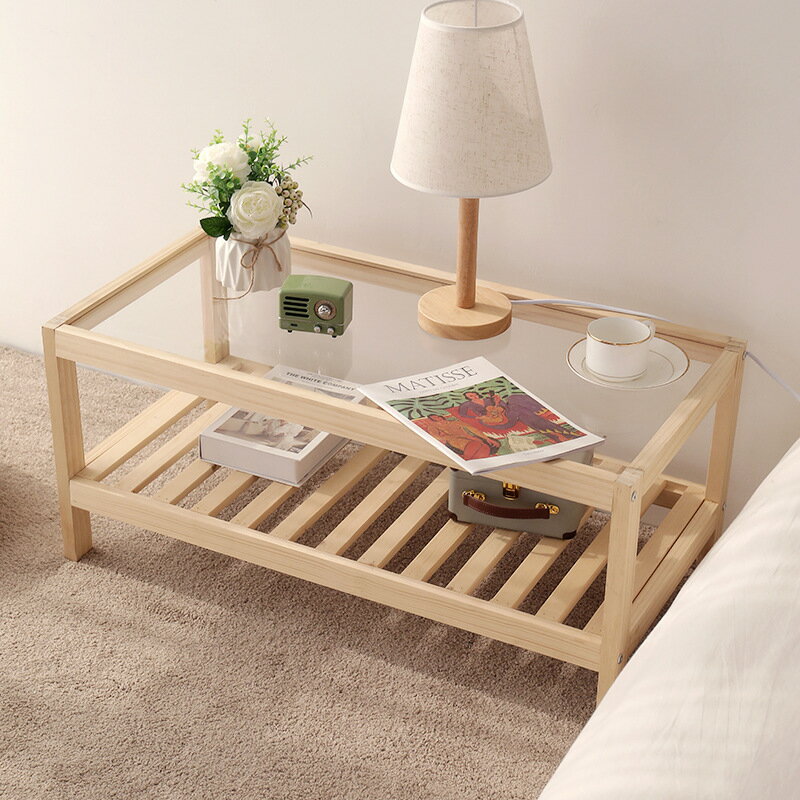 長方形茶幾簡約客廳組合實木簡約小戶型日式家具臥室床頭創意茶幾
