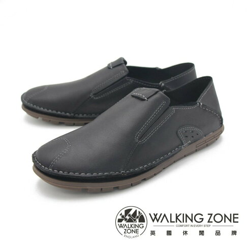 WALKING ZONE 英倫真皮自然風格開車鞋男鞋-黑(另有咖、棕) 0