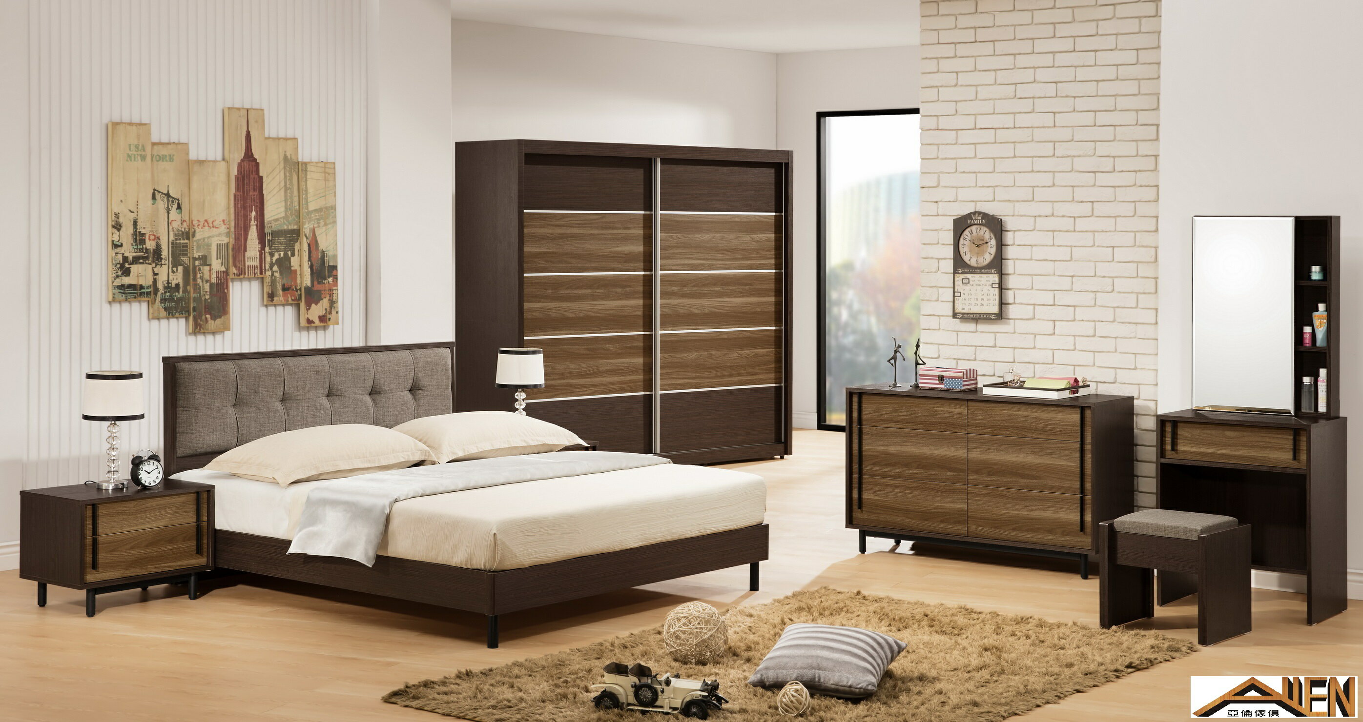 亞倫傢俱*諾爾頓耐磨木紋6尺床頭片 1