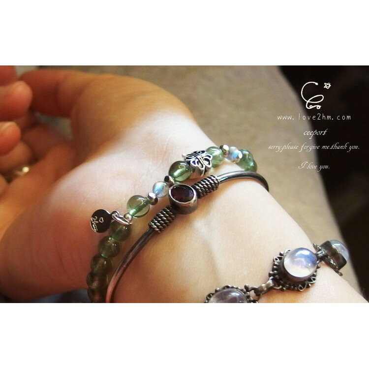 四葉幸運草/綠磷灰石/拉長石/水晶手鍊/925純銀/[晶晶工坊-love2hm] 6