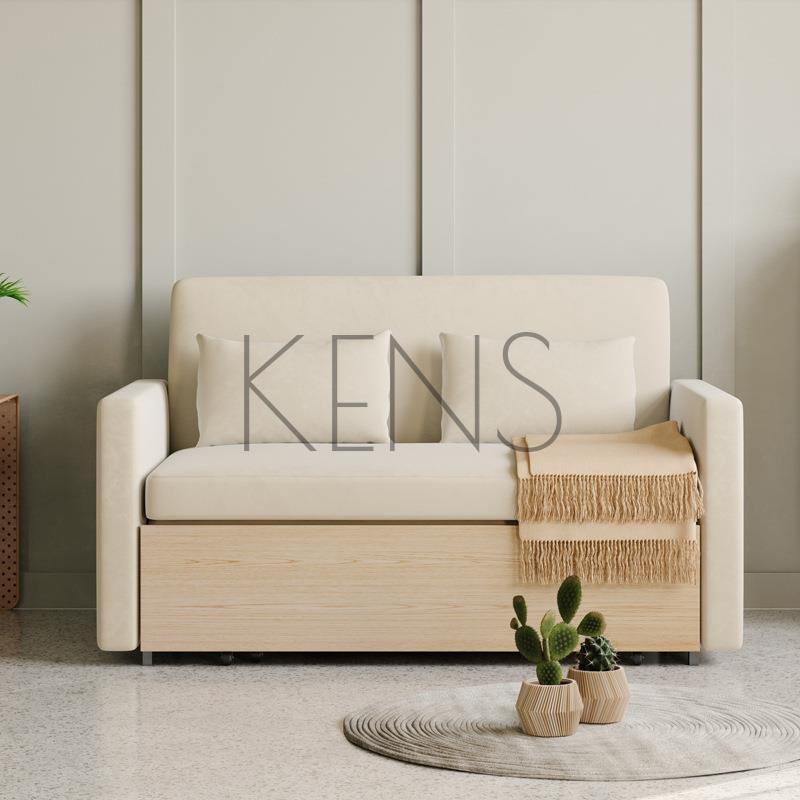 【KENS】沙發 沙發椅 北歐簡約沙發床兩用可折疊小戶型網紅家用收納雙人抽拉陽臺伸縮床