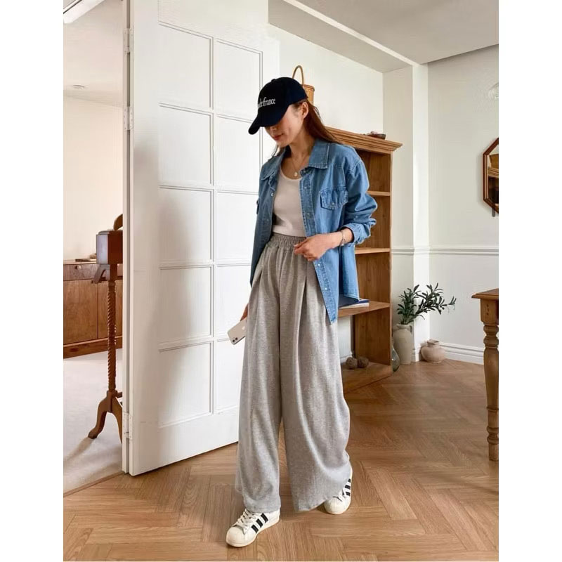 ANNAS 正韓打折大寬褲 修飾腿型打長腿 顯瘦休閒棉褲 1