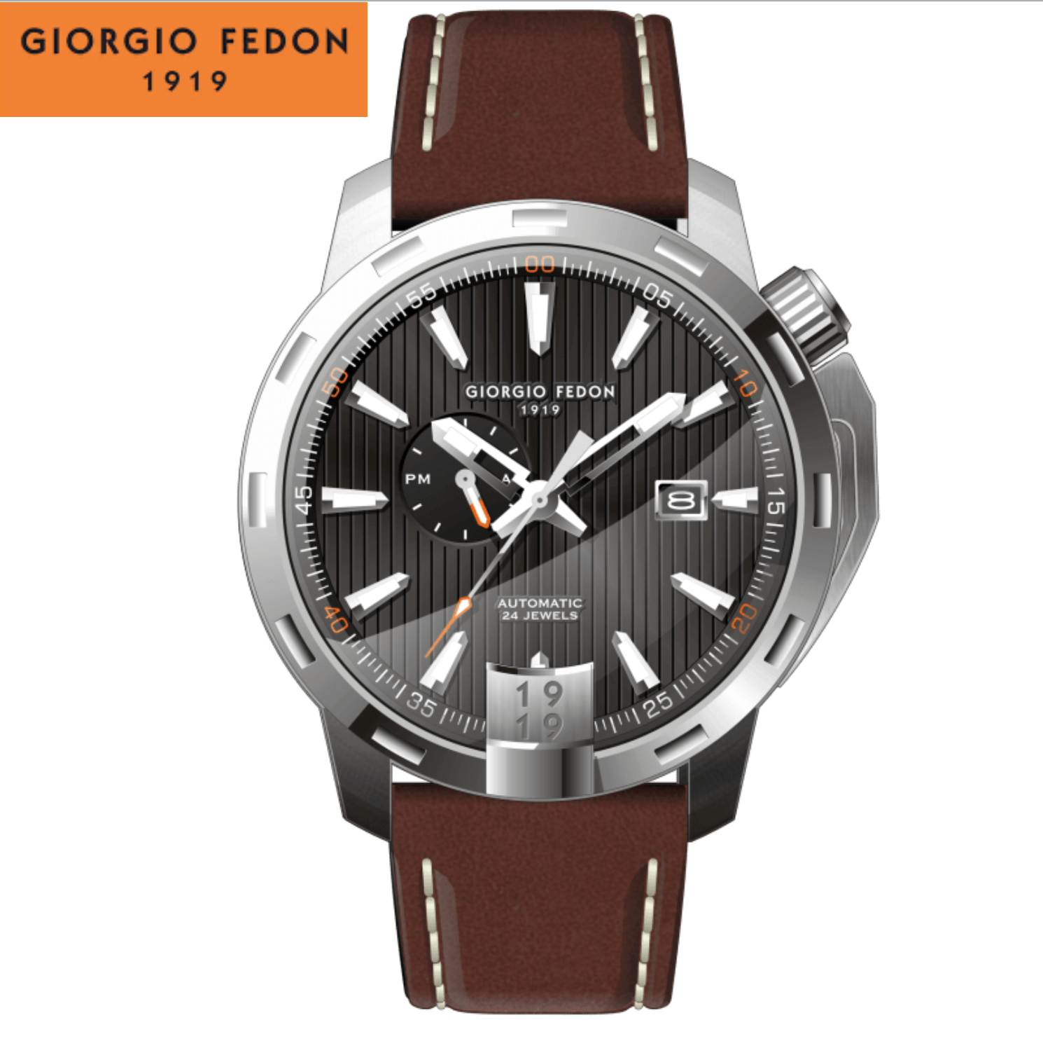 Giorgio Fedon 喬治菲登1919 TIMELESS VIII永恆系列運動版機械錶 GFCI002 灰x咖啡/45mm