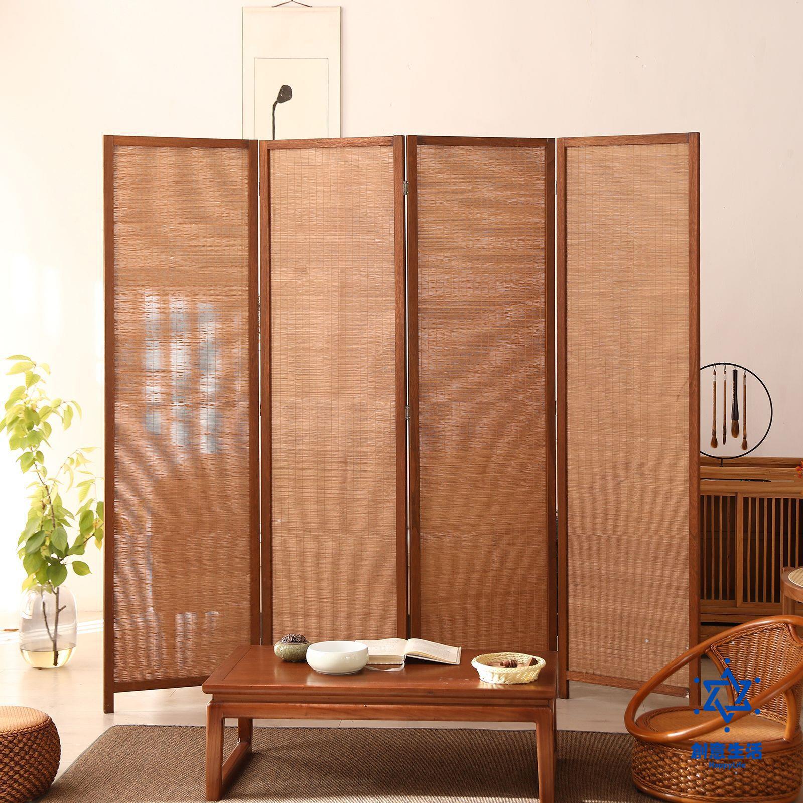 【臺灣公司 可打統編】免運 廠家批發桐木碳化楠竹絲現代簡約辦公家居酒店可移動折疊屏風隔斷 可開發票 全館六折 工廠現貨直銷 新品特價 RSPF0114