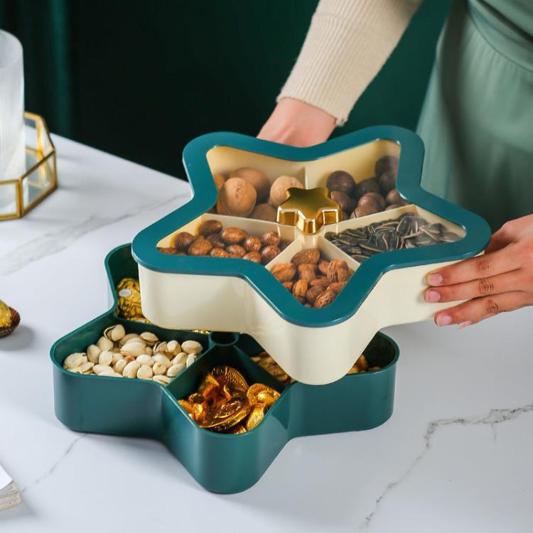 果盤 輕奢果盤高檔上檔次家用客廳茶幾分格多層帶蓋干果堅果零食收納盒