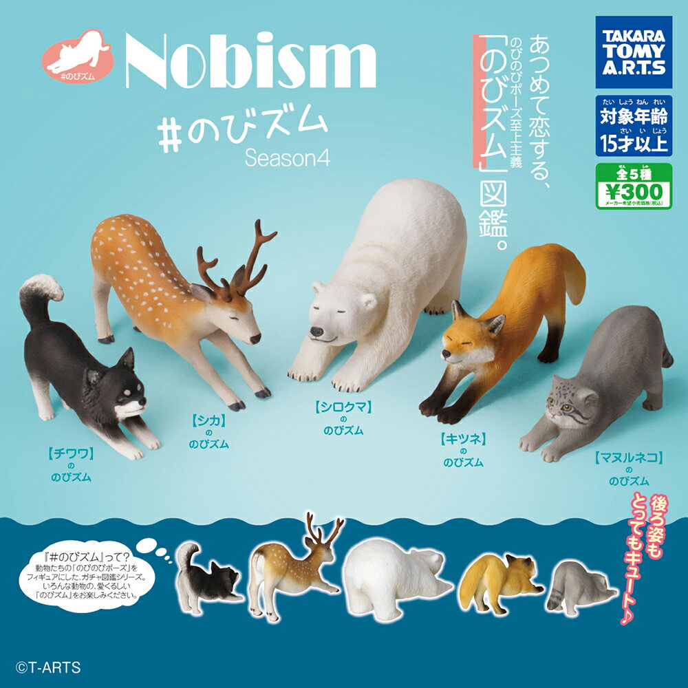 全套5款【日本正版】動物伸懶腰公仔 P4 扭蛋 轉蛋 北極熊 狐狸 動物模型 TAKARA TOMY - 079320