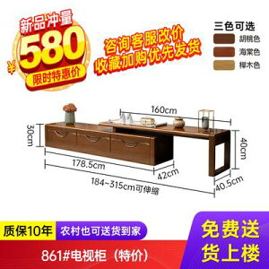 新中式全實木電視櫃組合現代簡約家具茶幾小戶型客廳家用地櫃墻櫃
