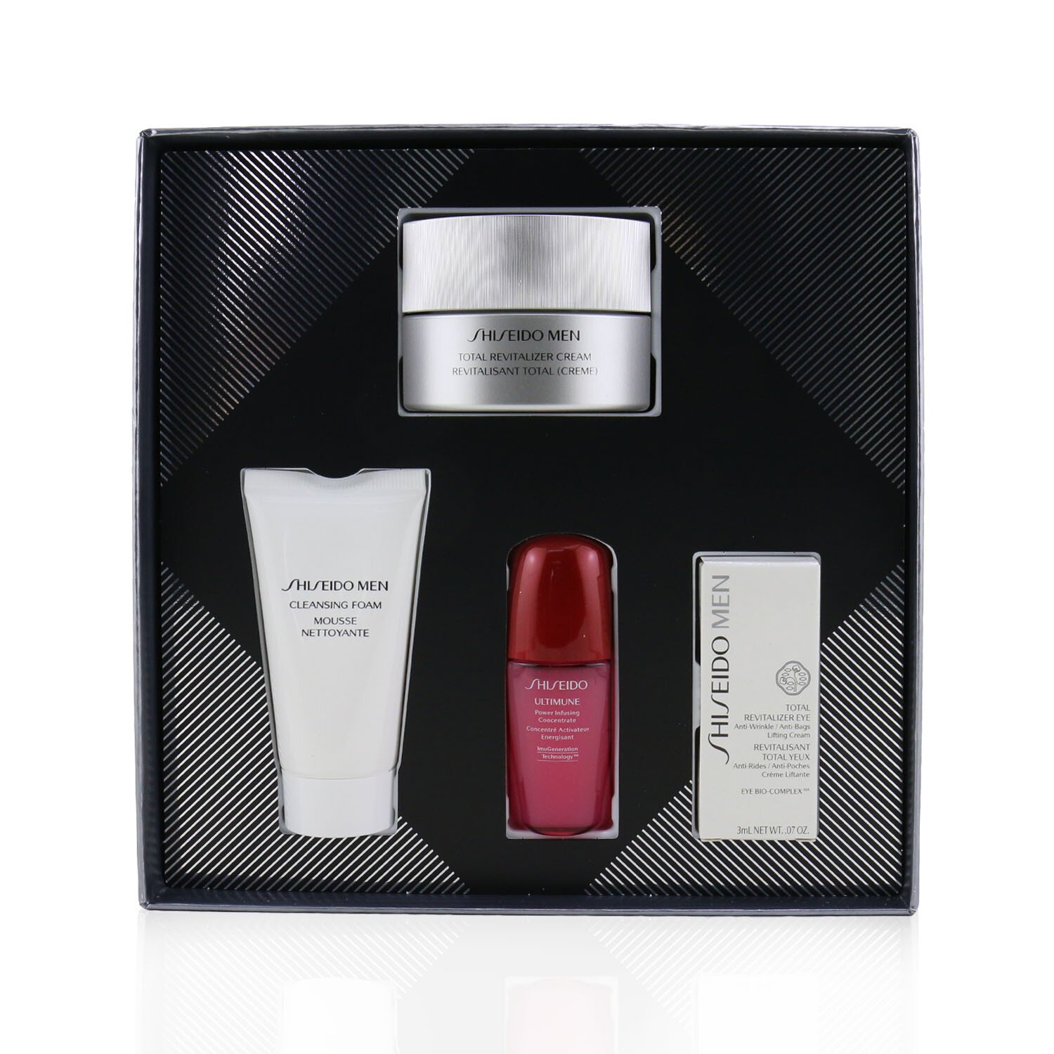 資生堂 Shiseido - 男士全面活膚乳霜套裝：全面活膚乳霜50ml +潔面泡沫30ml + Ultimune濃縮乳10ml +活膚眼霜3ml