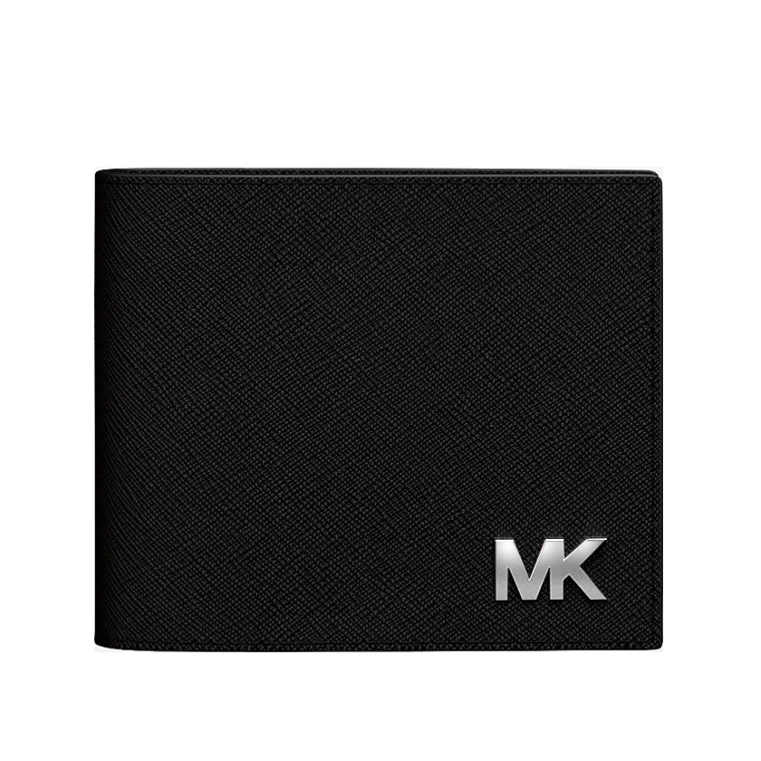 MICHAEL KORS 男士皮夾 十字紋防刮真皮革 男夾 短夾 錢包 卡片夾 M20748 黑色MK(現貨)▶指定Outlet商品5折起☆現貨【送禮首選★APP下單點數4倍送】