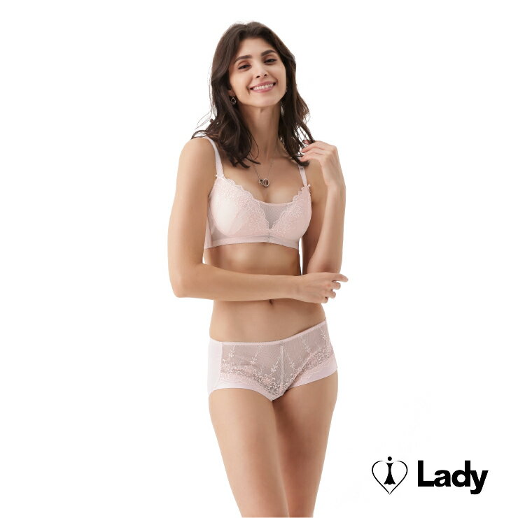 Lady閃耀夢夜系列 B-F罩 調整型 無鋼圈 涼感 內衣 (暮光粉) 4