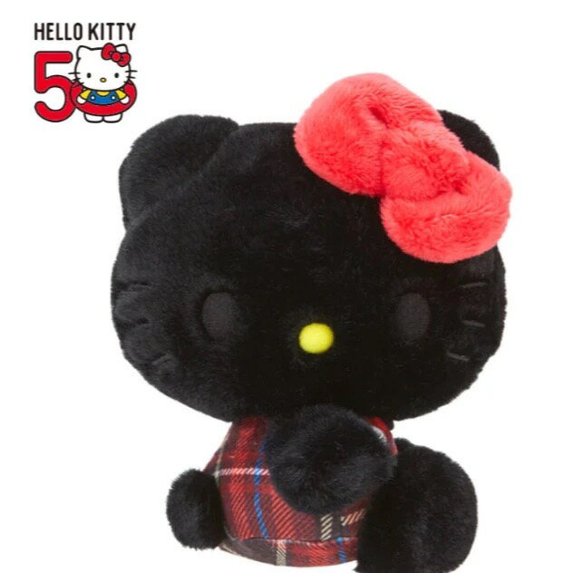 【震撼精品百貨】Hello Kitty 凱蒂貓~日本SANRIO 三麗鷗KITTY50週年變裝系列絨毛玩偶娃娃-黑花格*96326