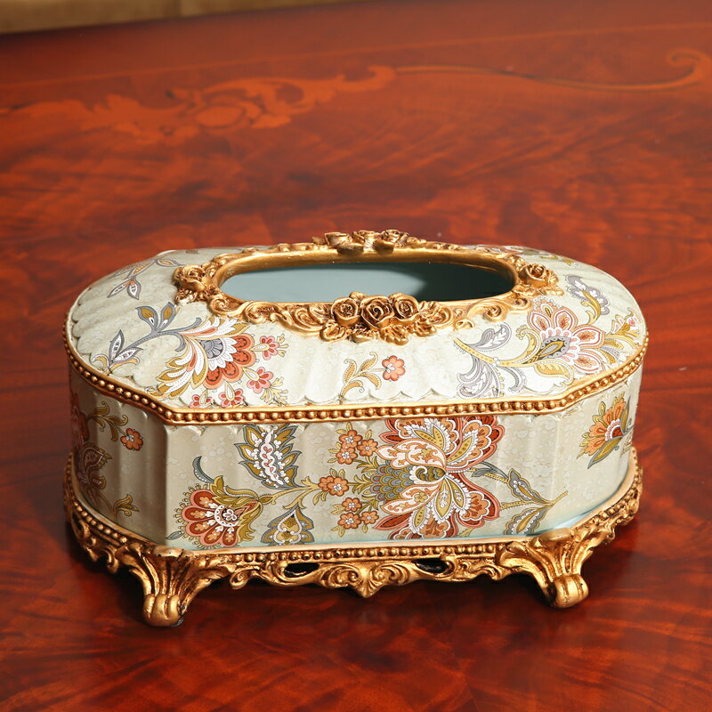花狐貍歐式復古紙巾盒家居用品裝飾品客廳茶幾創意抽紙盒招財擺件