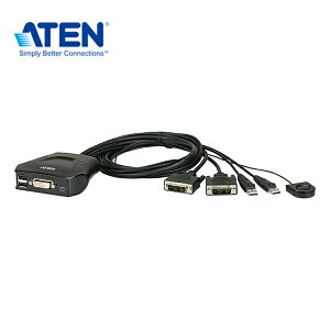 【預購】ATEN CS22D 2埠USB DVI 帶線式 KVM多電腦切換器(外接式切換按鍵)