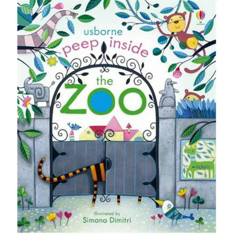 英國 Usborne 寶寶認知躲貓貓遊戲書 Peep Inside Zoo 動物園 ＊夏日微風＊