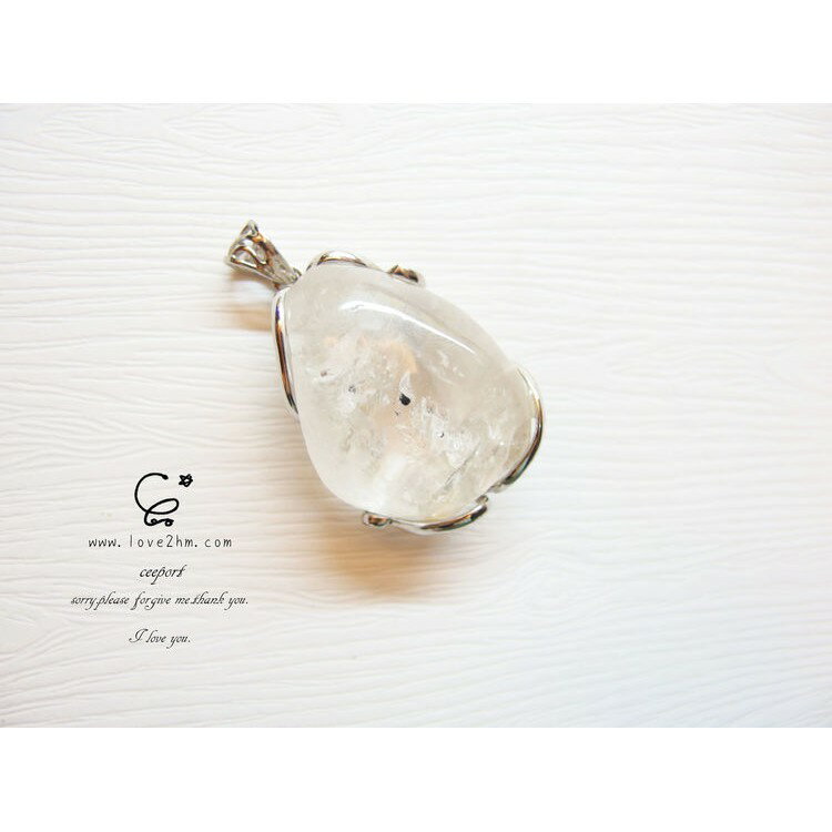 水膽水晶/異象水晶/晶石鍊墜/鍍銀白K/ [晶晶工坊-love2hm]