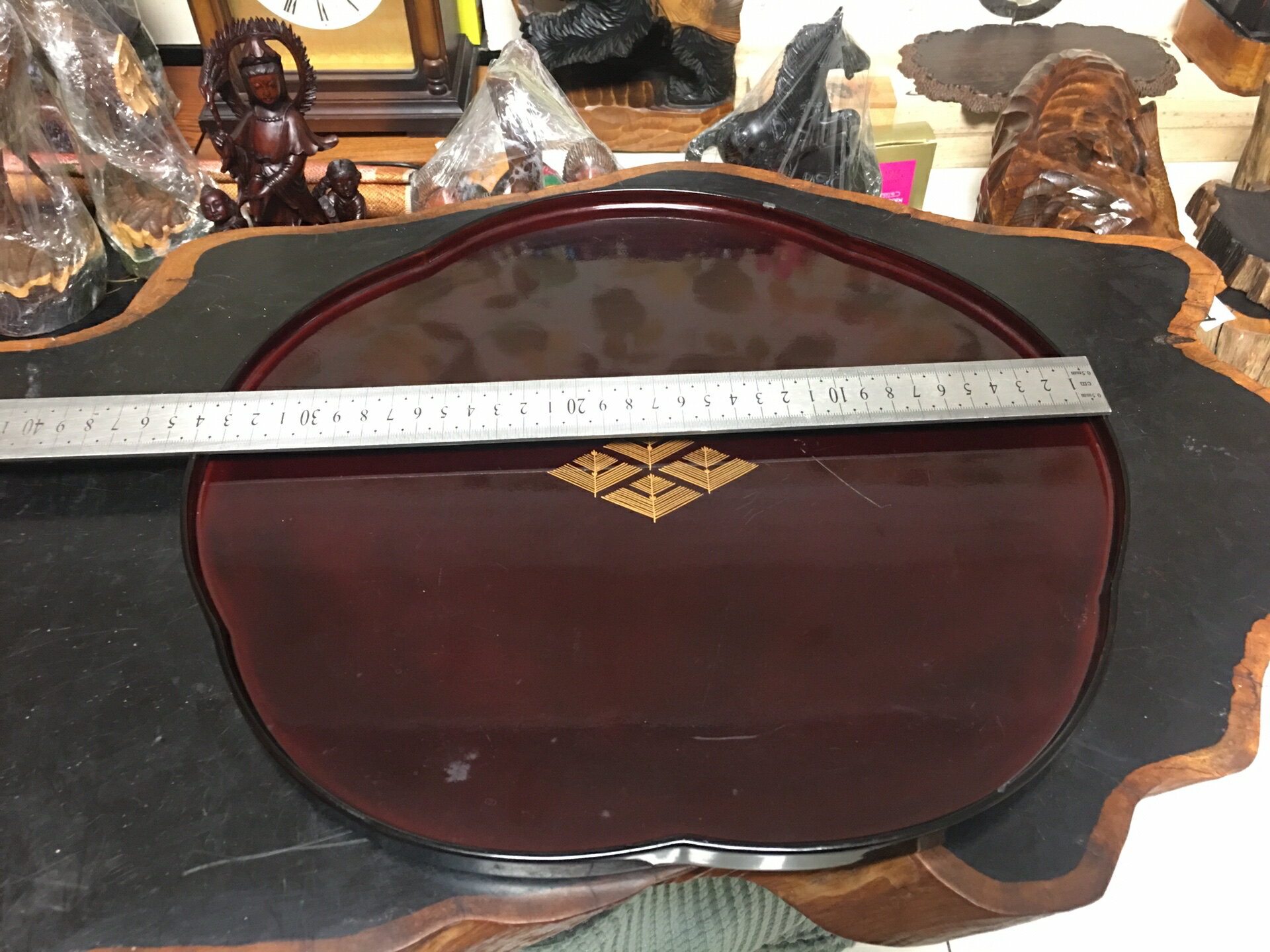 日本迴流實用木器，特價轉讓實木茶盤，純實木大漆工藝，金世繪，