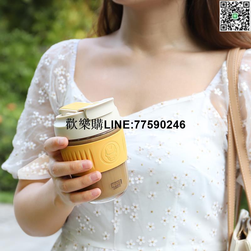 【歡樂購】迪士尼玻璃杯女夏季便攜吸管水杯耐熱防爆雙飲口咖啡杯隨行不漏水